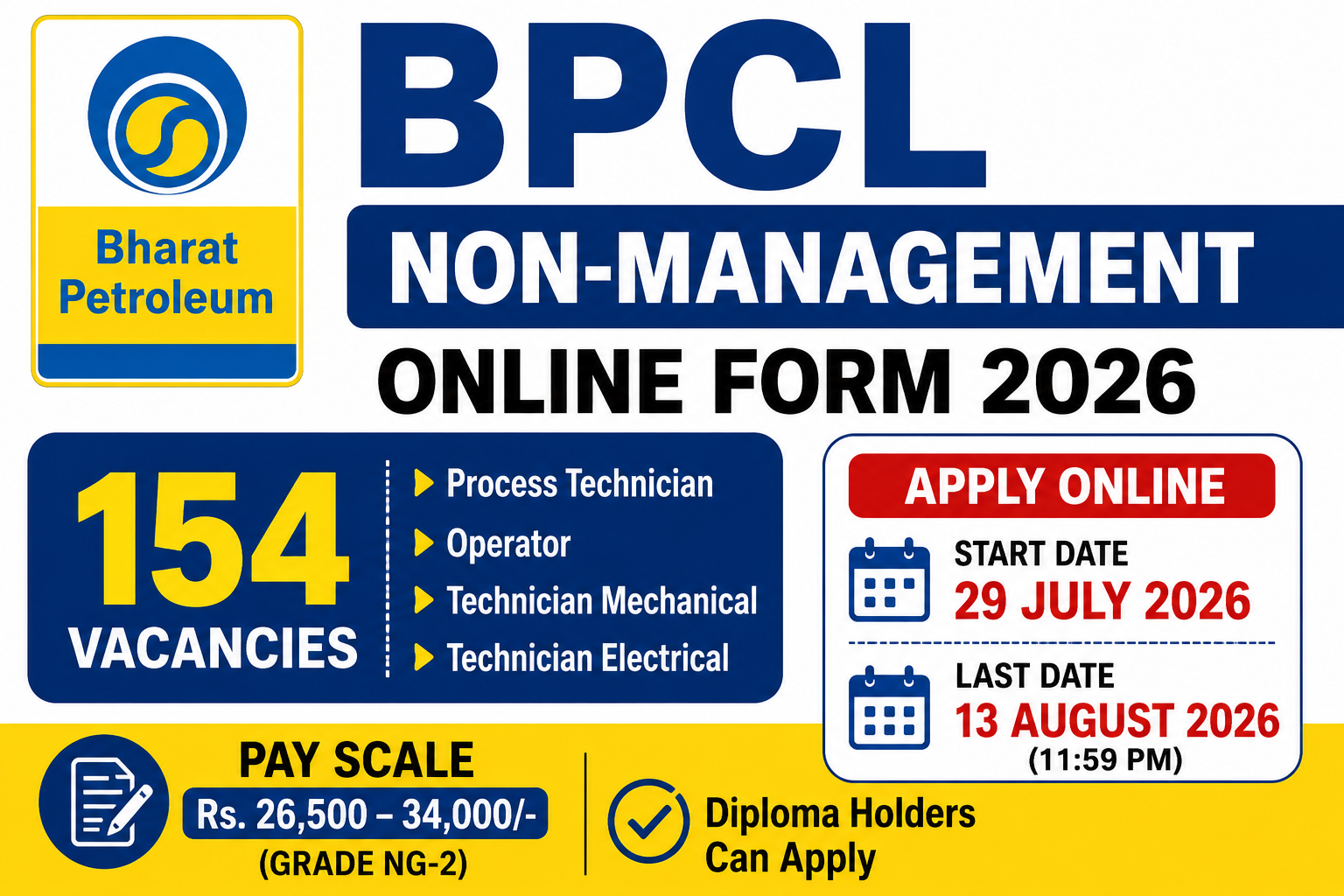 BPCL Non-Management Online Form 2026
