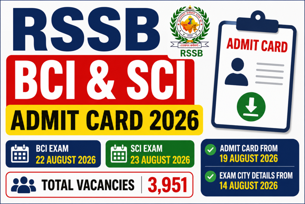 RSSB BCI & SCI Admit Card 2026